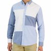 Casual Button-Down Shirts * | Club Room Ethan Long Sleeve Patchwork Oxford Shirt, Created For Macy'S Lupine Blue