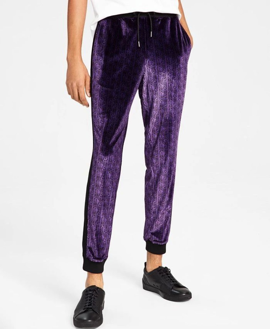 Pants * | Inc International Concepts Men'S Gemini Classic-Fit Geometric Tracksuit Pants, Created For Macy'S Deep Purple