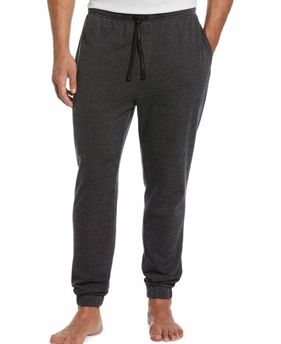 Pajamas & Robes * | Perry Ellis Portfolio Men'S Heathered Textured-Knit Fleece Pajama Joggers