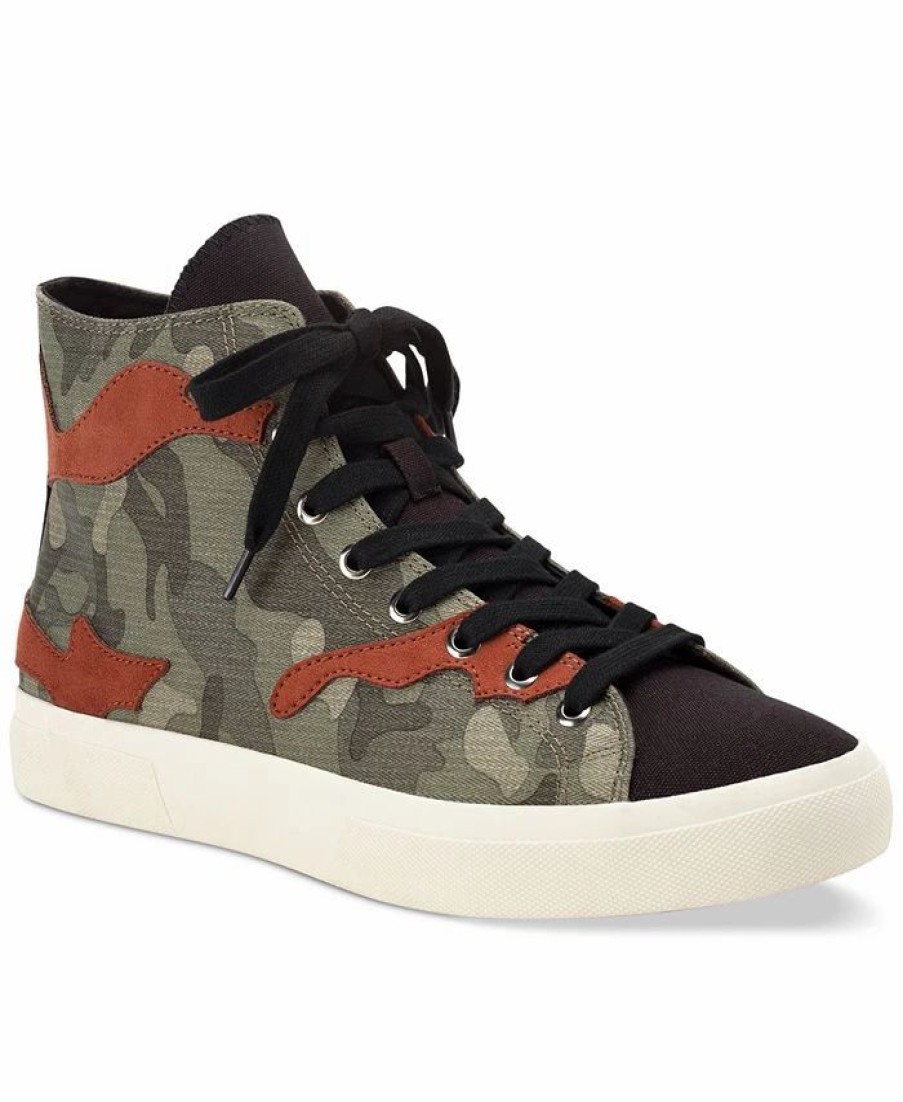 All Men'S Shoes * | Sun + Stone Men'S Mesa Camo Print Patchwork Lace-Up High Top Sneakers, Created For Macy'S Camo/Red