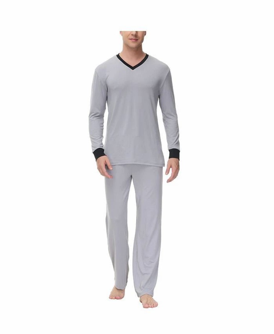 Pajamas & Robes * | Ink+Ivy Men'S Heat Retaining Two Piece V-Neck & Lounge Pants Pajama Set