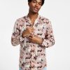 Casual Button-Down Shirts * | Inc International Concepts Men'S Classic-Fit Long Sleeve Sprig Print Camp Shirt, Created For Macy'S Baby Fawn