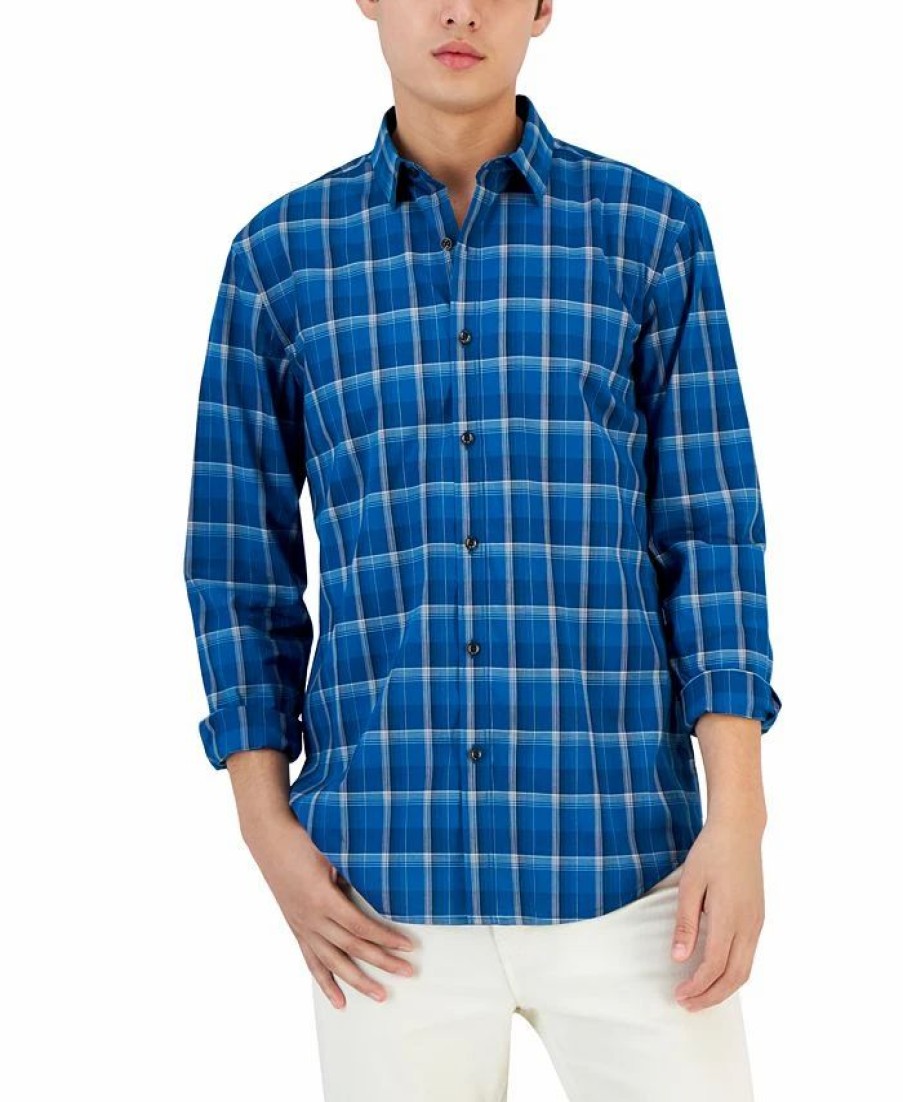 Casual Button-Down Shirts * | Alfani Men'S Plaid Shirt, Created For Macy'S