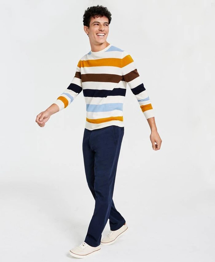 All Men'S Clothing * | Club Room Men'S Merino Stripe Sweater & Four Way Stretch Pants, Created For Macy'S