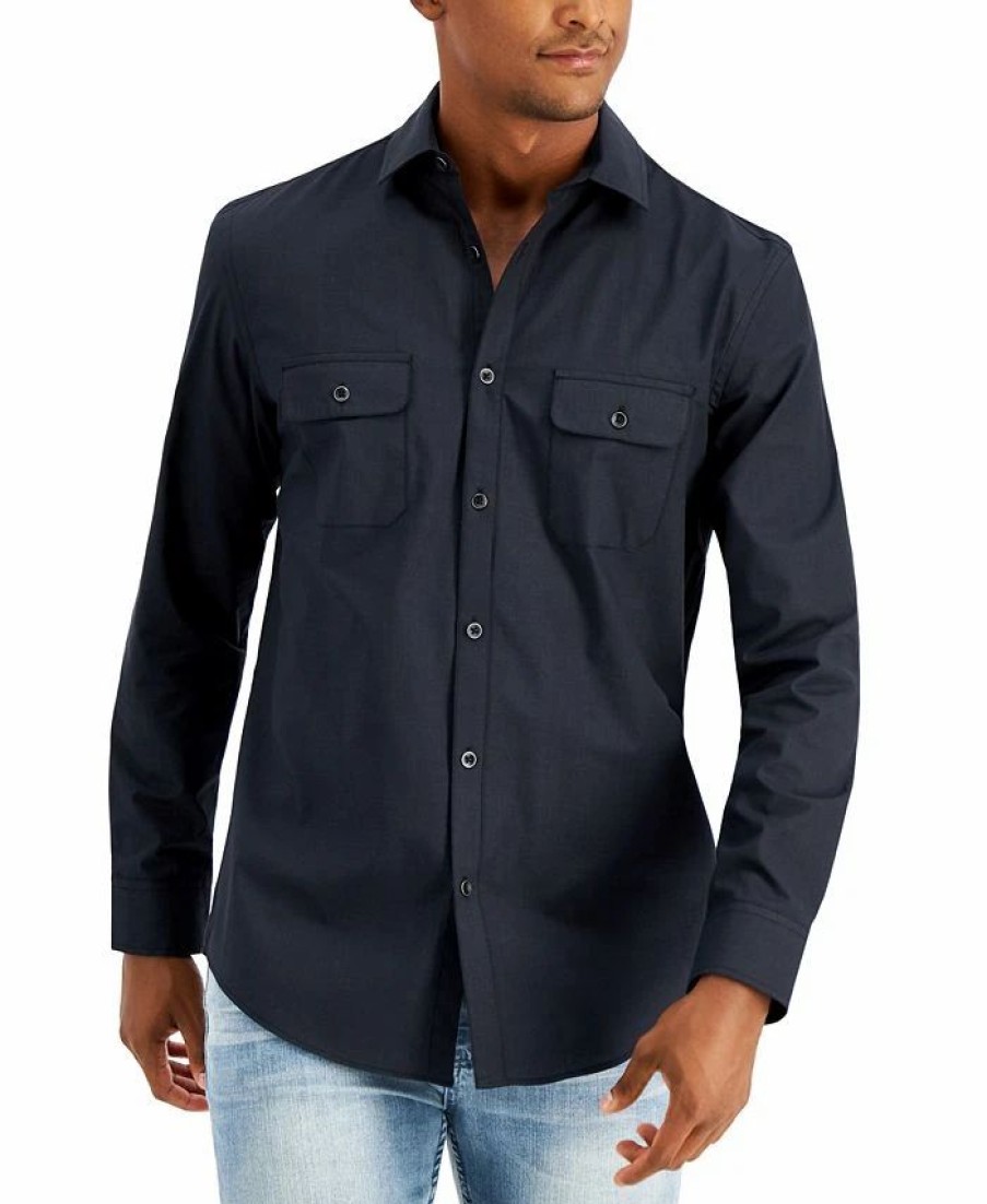 Casual Button-Down Shirts * | Alfani Men'S Regular-Fit Solid Shirt, Created For Macy'S