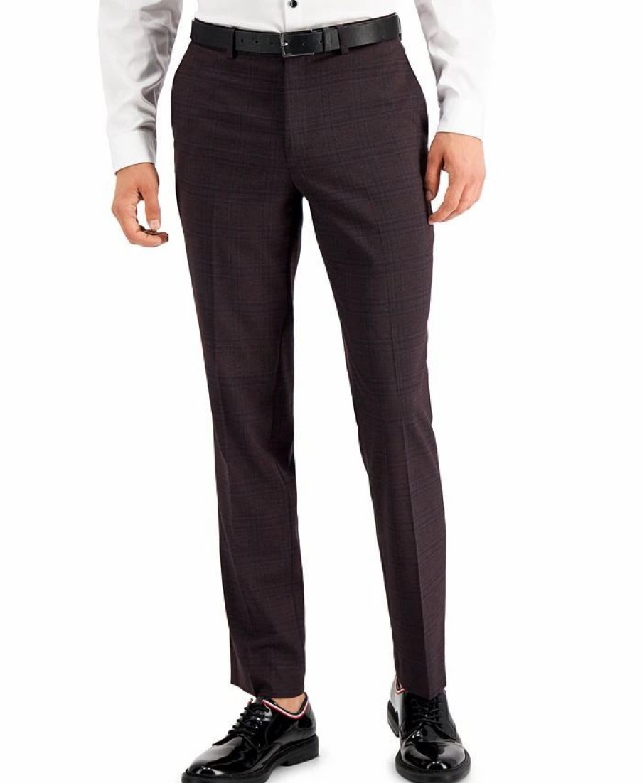 Pants * | Inc International Concepts Men'S Slim-Fit Purple Plaid Suit Pants, Created For Macy'S Berry Combo