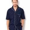 Pajamas & Robes * | Nautica Men'S Signature Pajama Shirt Maritime Navy