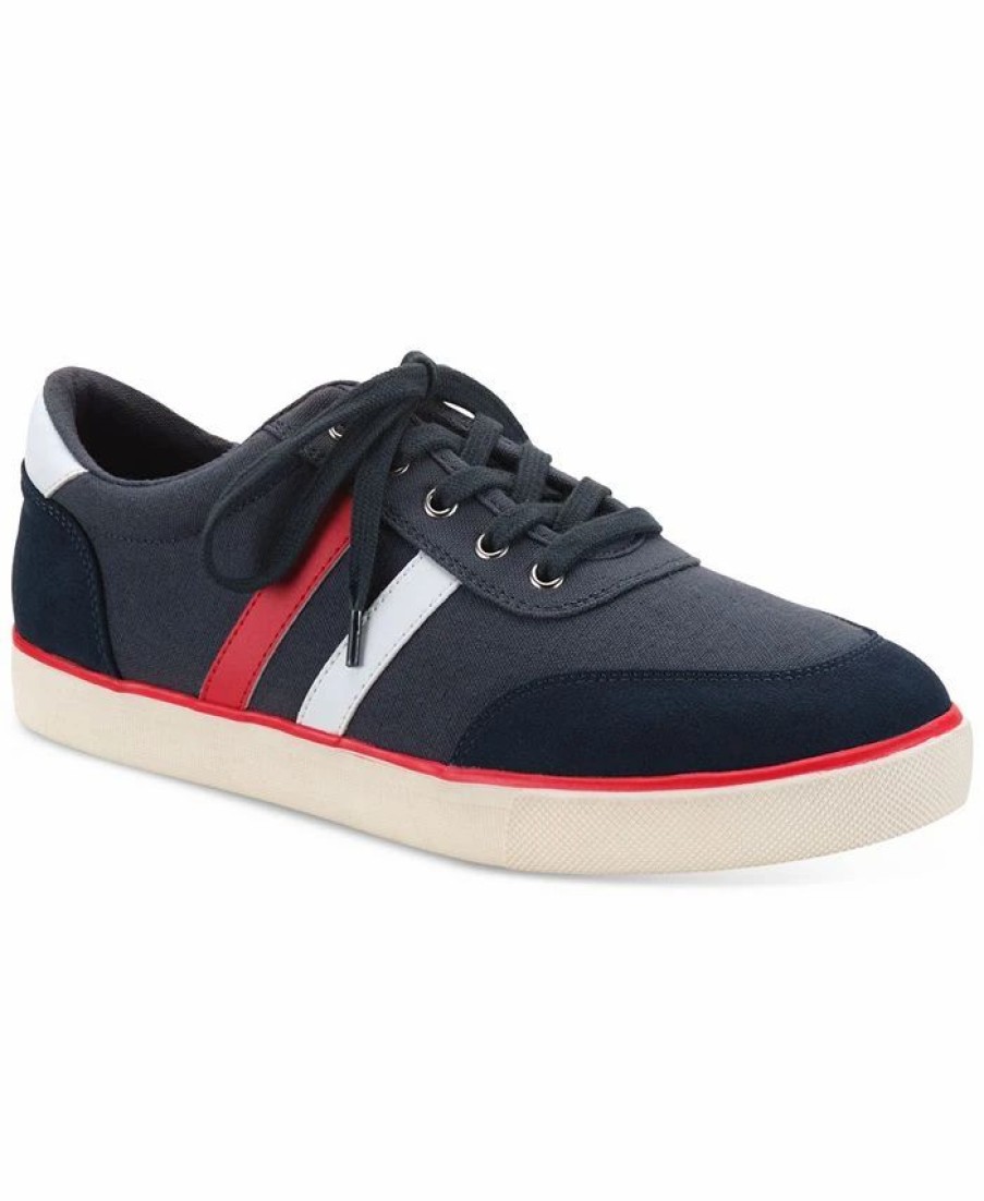 All Men'S Shoes * | Club Room Men'S Stripe Lace-Up Sneakers, Created For Macy'S Navy/Red