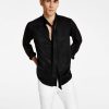 Casual Button-Down Shirts * | Inc International Concepts -Fit Satin Bow Button-Down Shirt, Created For Macy'S Deep Black