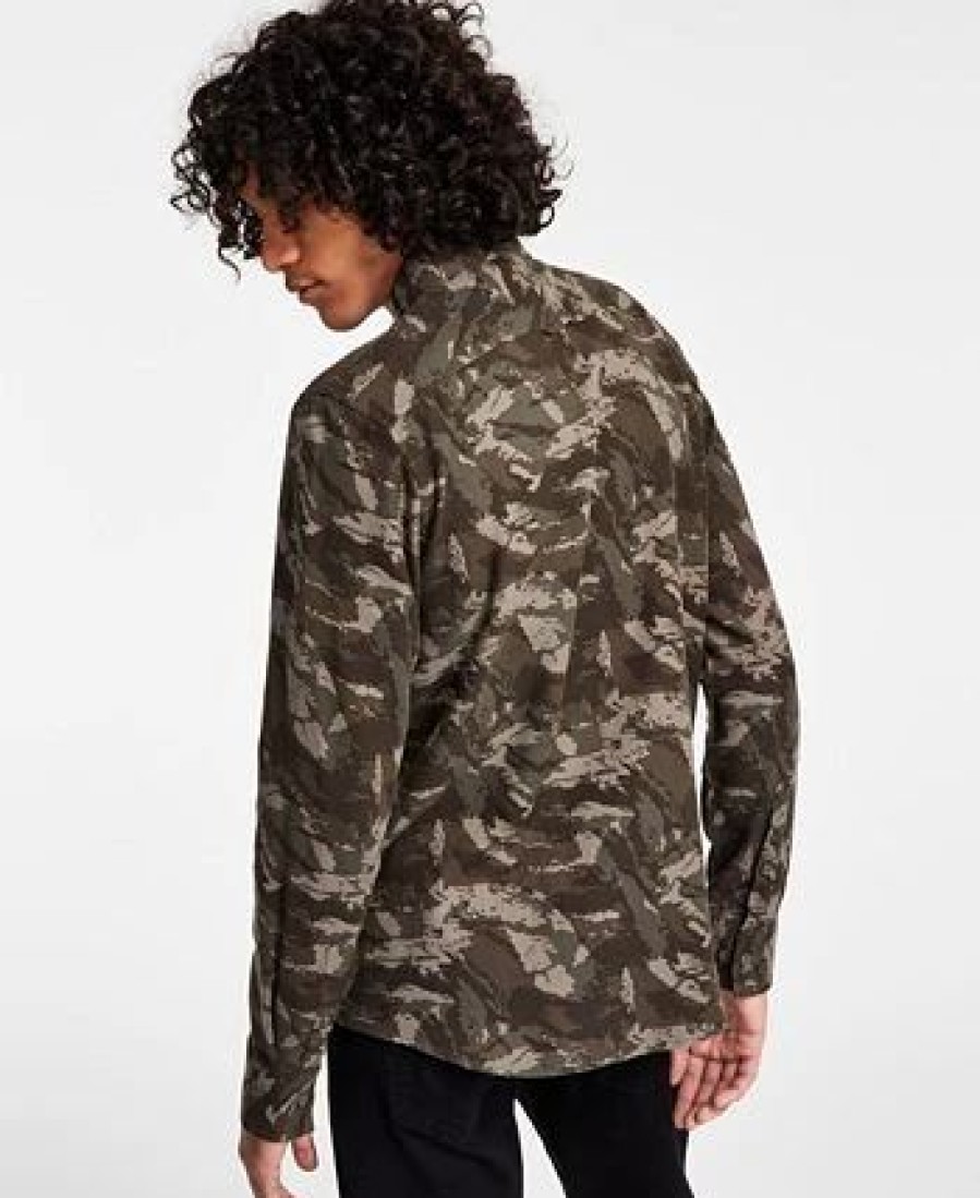 Casual Button-Down Shirts * | Sun + Stone Men'S Leo Regular-Fit Camouflage Flannel Shirt, Created For Macy'S Weathered Brown