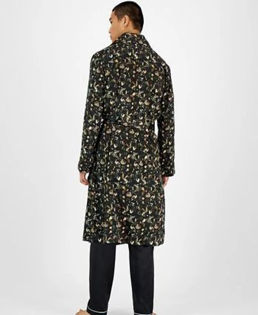 Pajamas & Robes * | Inc International Concepts .N.C. International Concepts Men'S Floral-Print Robe, Created For Macy'S Black/Green