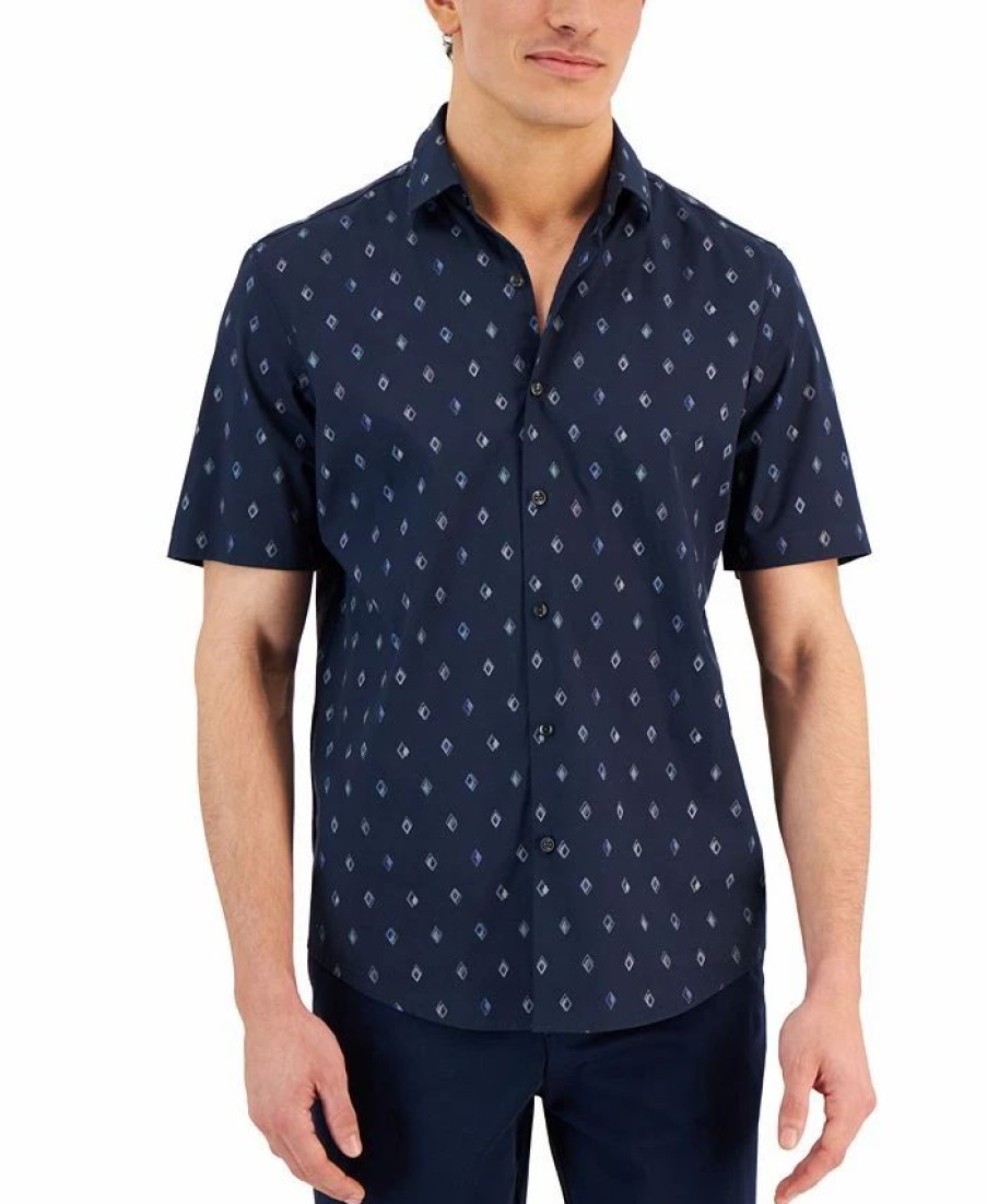 Casual Button-Down Shirts * | Alfani Men'S Fulano Classic-Fit Geo-Print Button-Down Poplin Shirt, Created For Macy'S