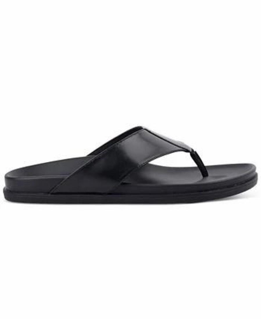 All Men'S Shoes * | Alfani Men'S Faux-Leather Thong Sandals, Created For Macy'S Black