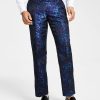 Pants * | Inc International Concepts Men'S Classic-Fit Abstract Brocade Suit Pants, Created For Macy'S Basic Navy