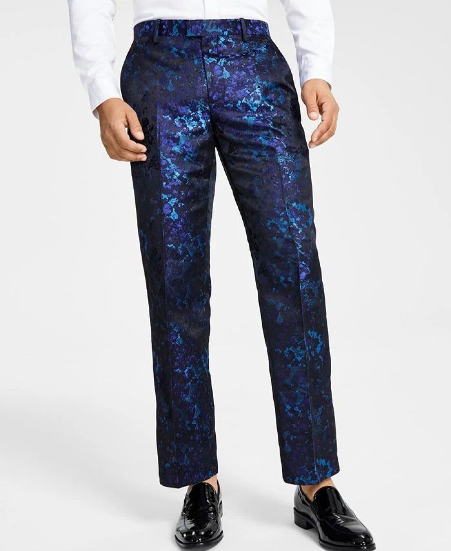 Pants * | Inc International Concepts Men'S Classic-Fit Abstract Brocade Suit Pants, Created For Macy'S Basic Navy