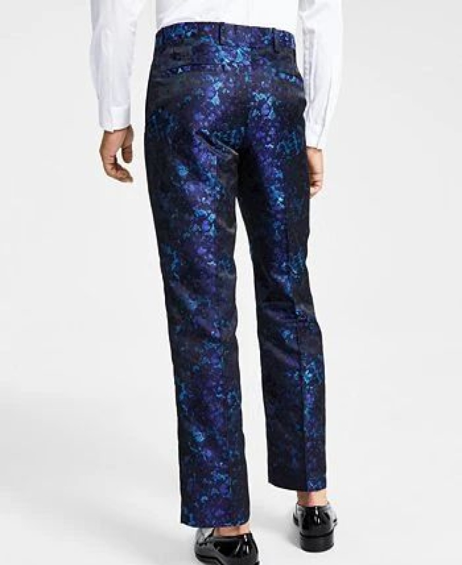 Pants * | Inc International Concepts Men'S Classic-Fit Abstract Brocade Suit Pants, Created For Macy'S Basic Navy