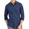 Casual Button-Down Shirts * | Alfani Men'S Mini Medallion Print Shirt, Created For Macy'S Navy Blue