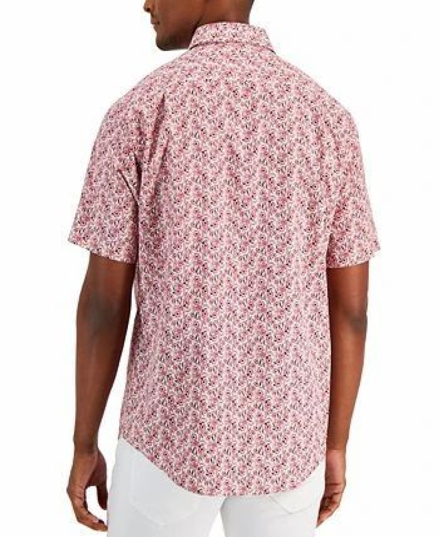 Casual Button-Down Shirts * | Club Room Men'S Floral Woven Short-Sleeve Button-Up Shirt, Created For Macy'S Karanda Red