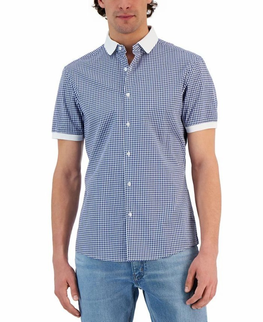 Casual Button-Down Shirts * | Michael Kors N'S Slim-Fit Short-Sleeve Gingham Shirt