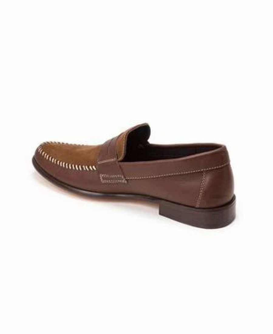 All Men'S Shoes * | Sandro Moscoloni Whip Stitch Moc Toe Penny Strap Slip-On