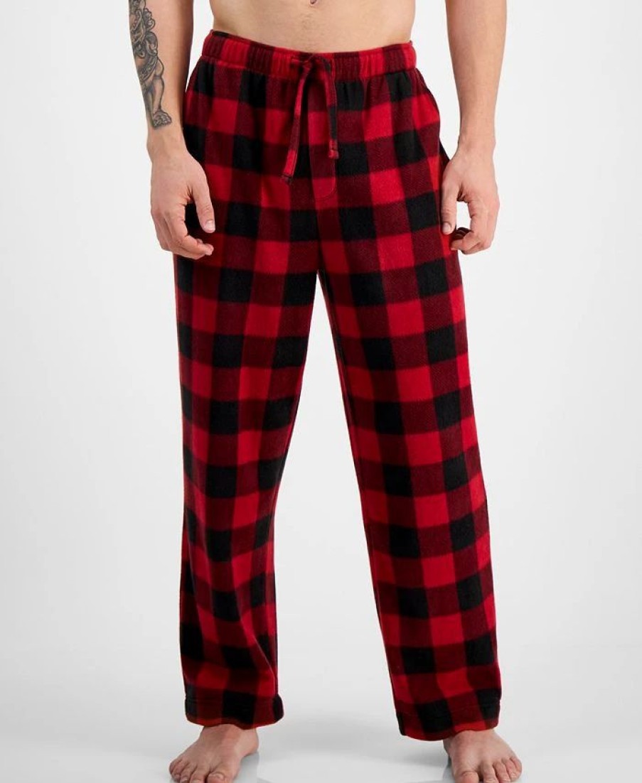 Pajamas & Robes * | Club Room Men'S Cozy Fleece Pajama Pants, Created For Macy'S Red Black