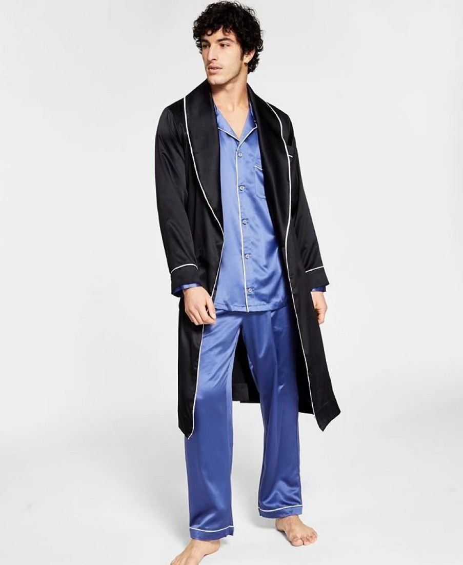 Pajamas & Robes * | Inc International Concepts Men'S Satin Pajama Robe, Created For Macy'S Deep Black