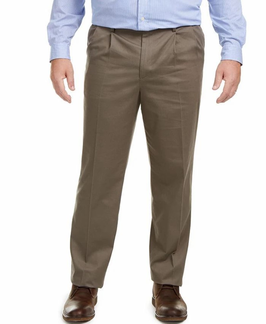 Pants * | Dockers Men'S Big & Tall Signature Lux Cotton Classic Fit Pleated Creased Stretch Khaki Pants