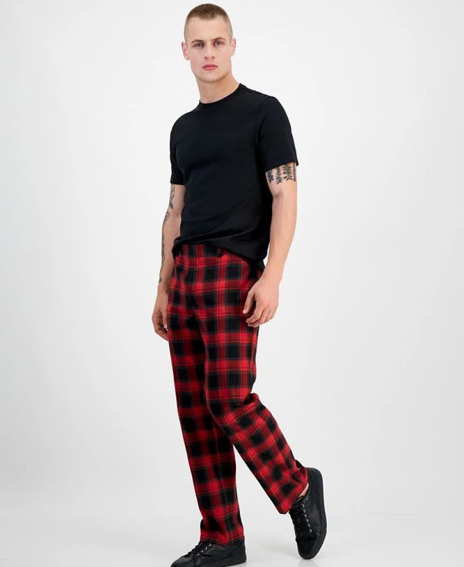 Pants * | Inc International Concepts Men'S Alain Slim-Fit Plaid Suit Pants, Create For Macy'S Cut Ruby