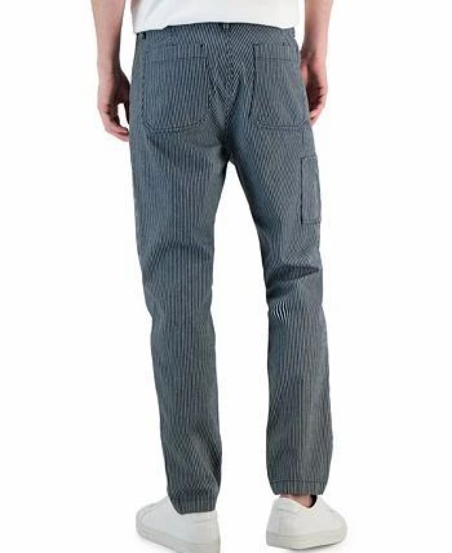 Pants * | Michael Kors N'S Regular-Fit Straight-Leg Railroad Stripe Carpenter Pants Indigo