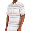 Casual Button-Down Shirts * | Club Room Men'S Darren Horizontal Striped Linen Short-Sleeve Shirt, Created For Macy'S Blue Chiffon