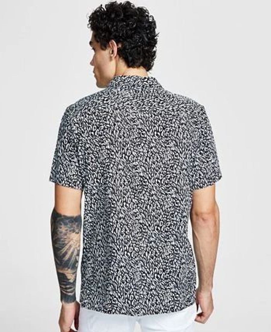 Casual Button-Down Shirts * | Inc International Concepts Men'S Slim-Fit Animal-Print Shirt, Created For Macy'S Deep Black