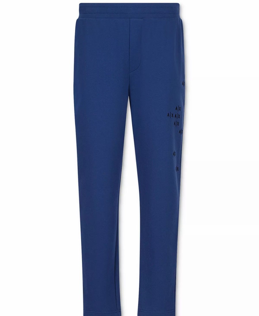 Pants * | A|X Armani Exchange Men'S Signature Fleece Logo Sweatpants Blue Depths