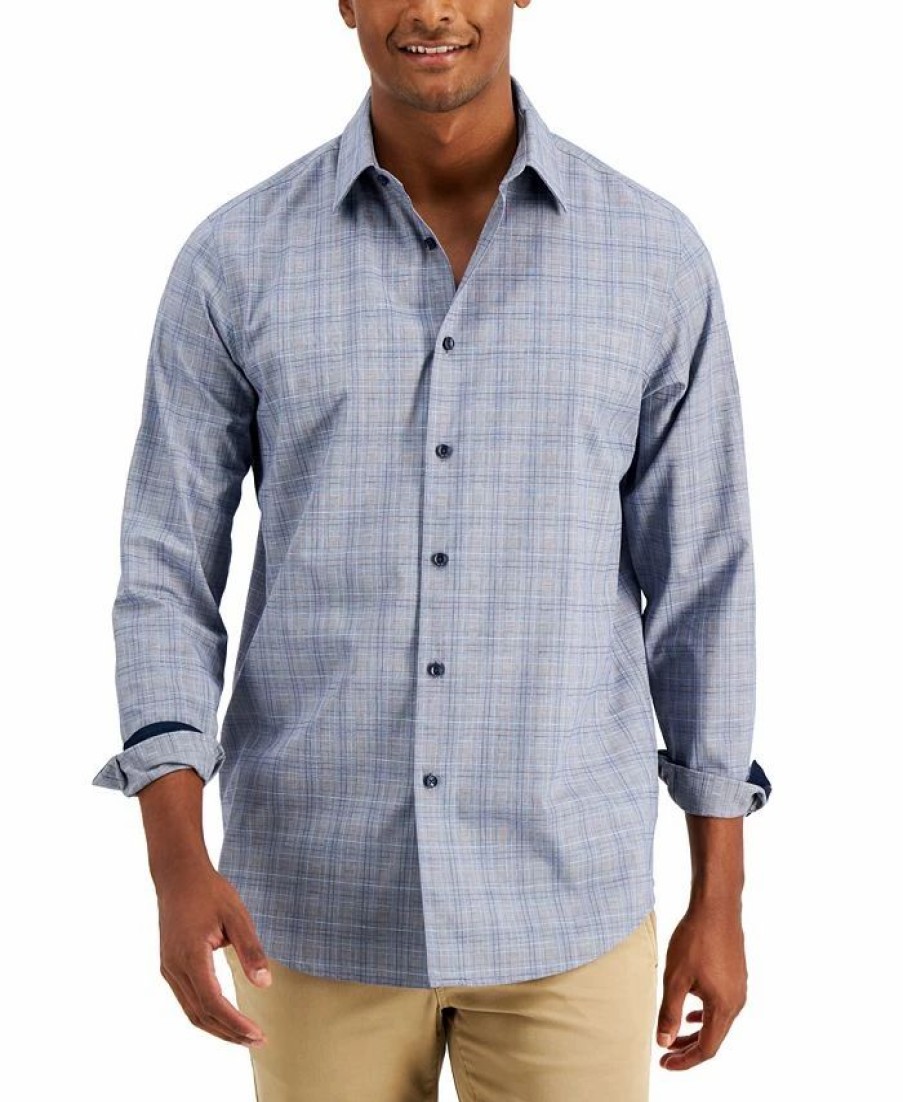 Casual Button-Down Shirts * | Club Room Men'S Pioloa Plaid Shirt, Created For Macy'S Blue Combo