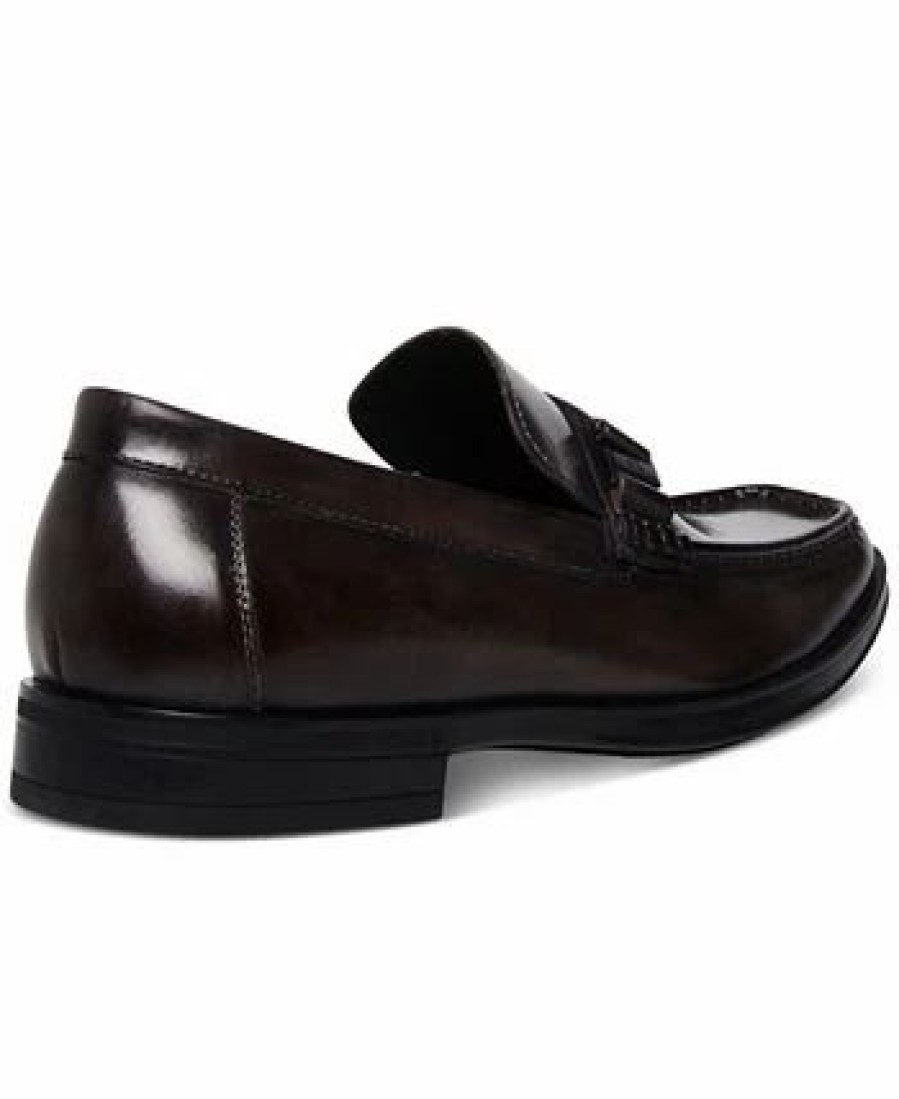 All Men'S Shoes * | Steve Madden 'S Jazzin Waxed Leather Shiny-Bit Dress Loafer Dk Grey