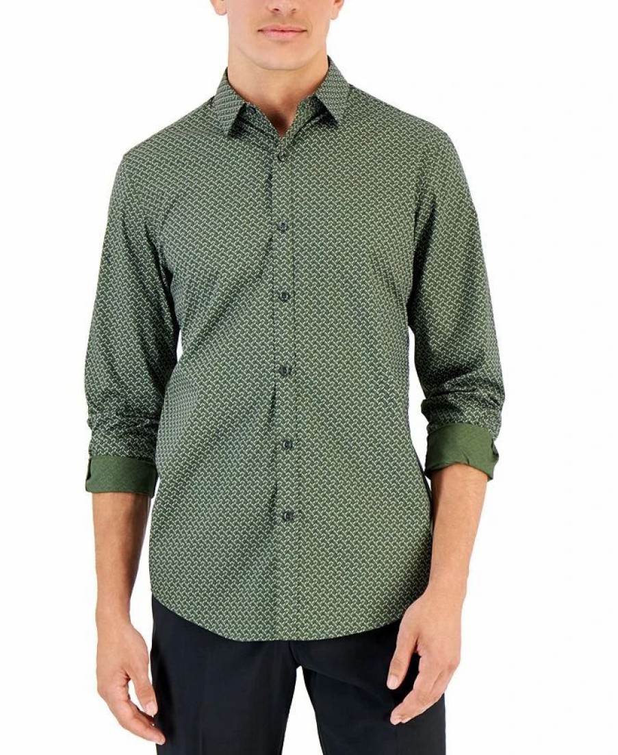 Casual Button-Down Shirts * | Alfani Men'S Abby Geo Print Shirt, Created For Macy'S Costa Green