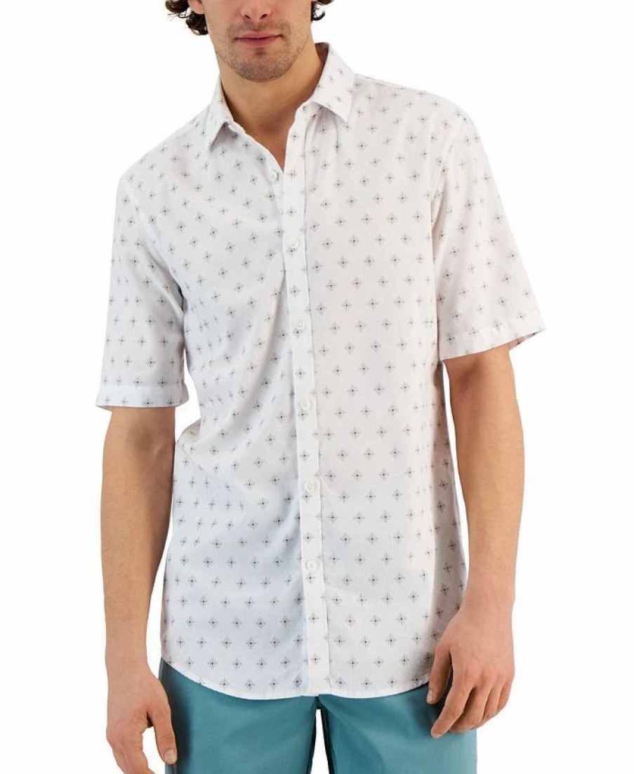 Casual Button-Down Shirts * | Alfani Men'S Mecca Classic-Fit Textured Medallion-Print Button-Down Shirt, Created For Macy'S