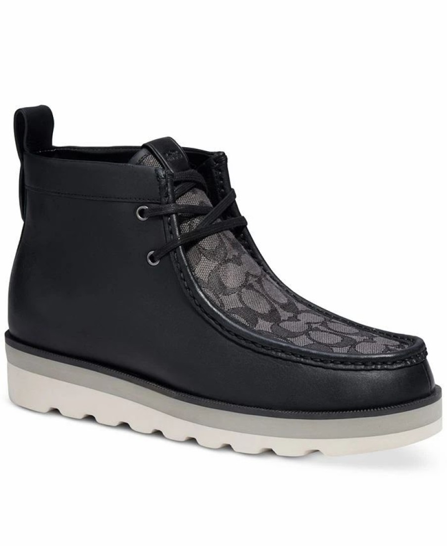 All Men'S Shoes * | Coach Men'S Signature Jacquard Chukka Boots Black