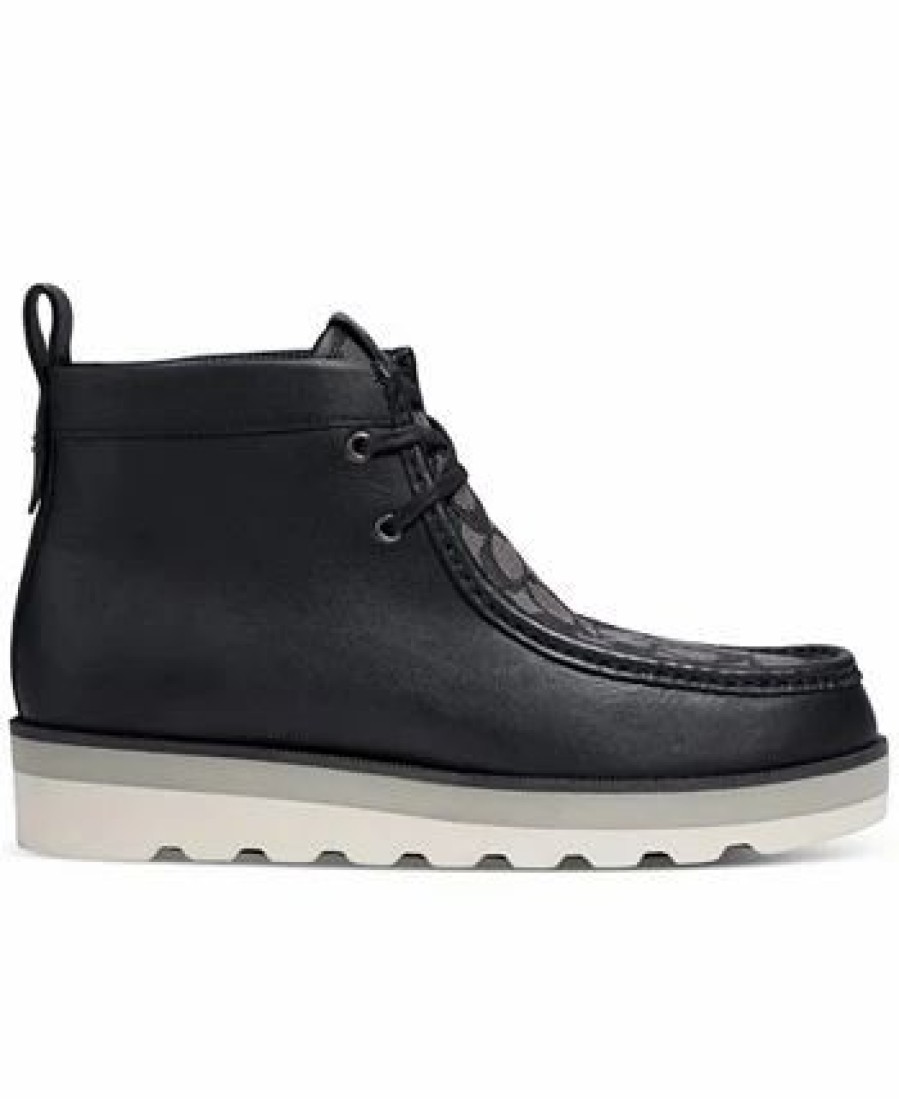 All Men'S Shoes * | Coach Men'S Signature Jacquard Chukka Boots Black