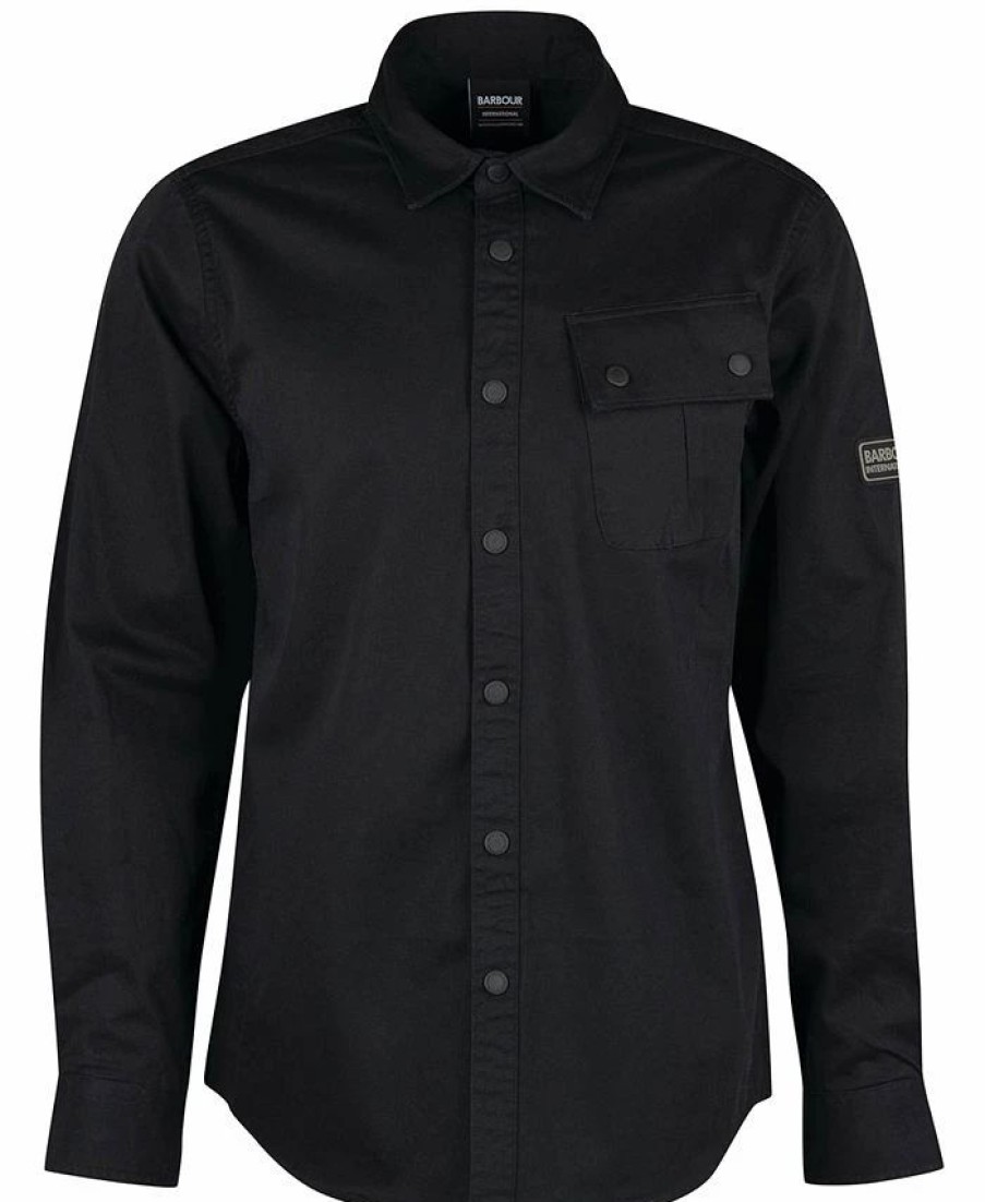 Casual Button-Down Shirts * | Barbour Men'S International Graphite Shirt Black