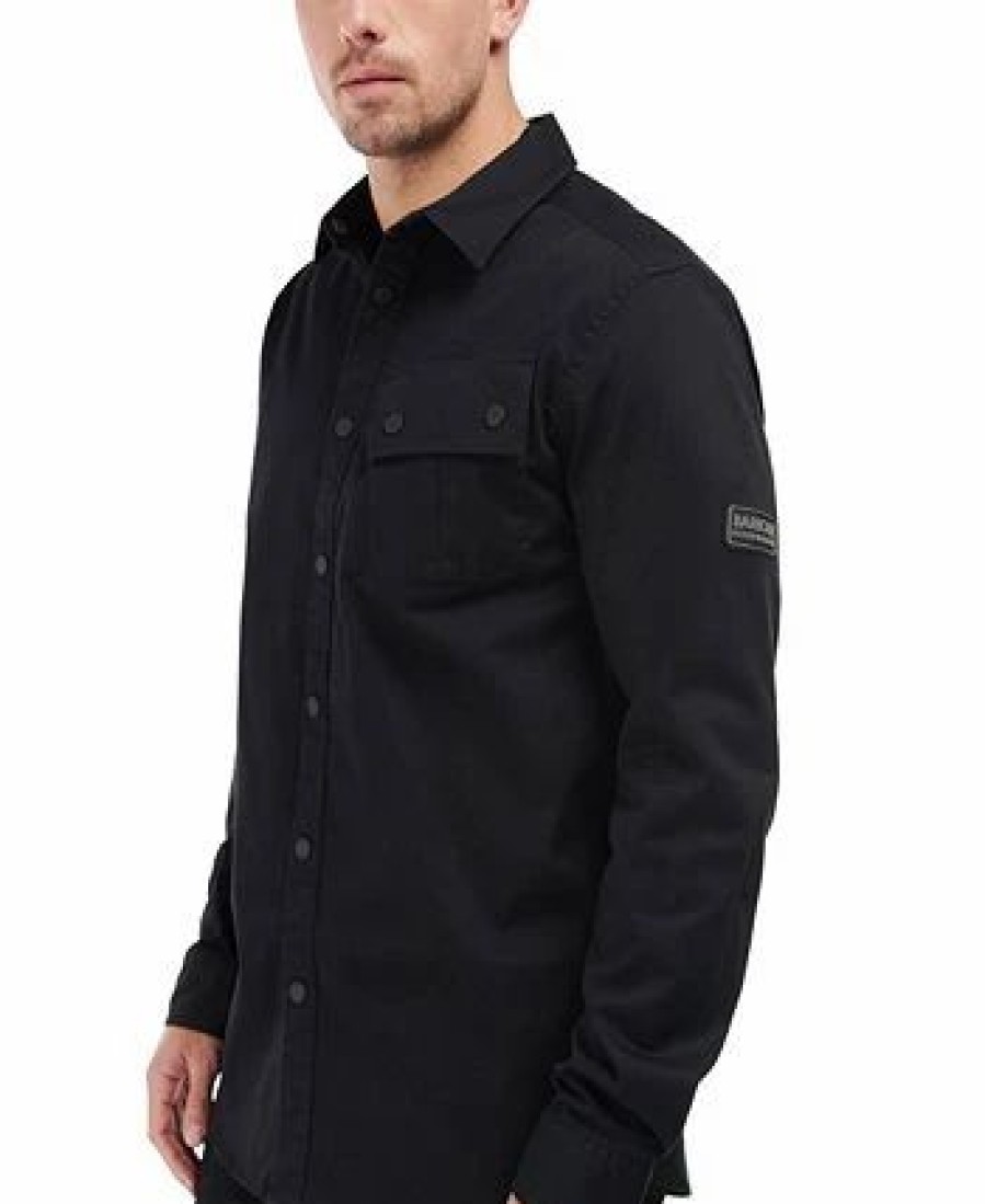 Casual Button-Down Shirts * | Barbour Men'S International Graphite Shirt Black