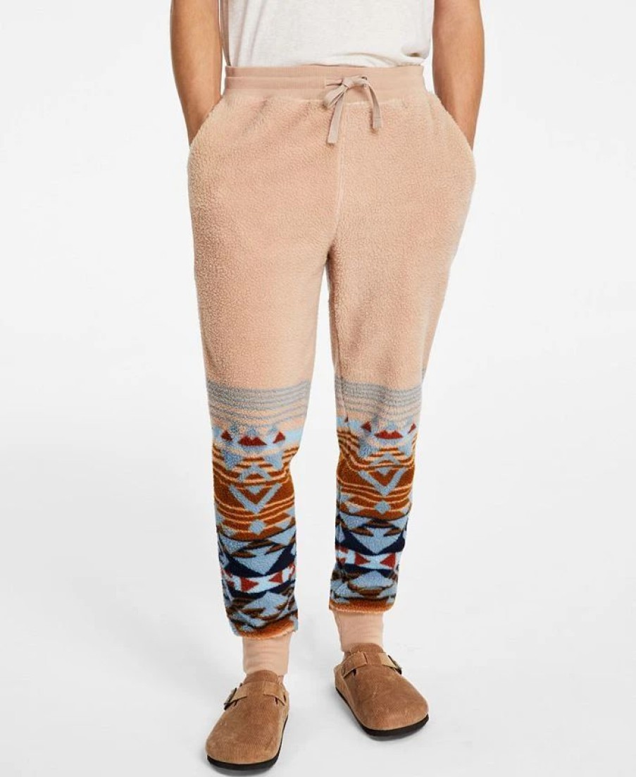 Pants * | Sun + Stone Men'S Geo-Print Fleece Joggers, Created For Macy'S Desert Snow