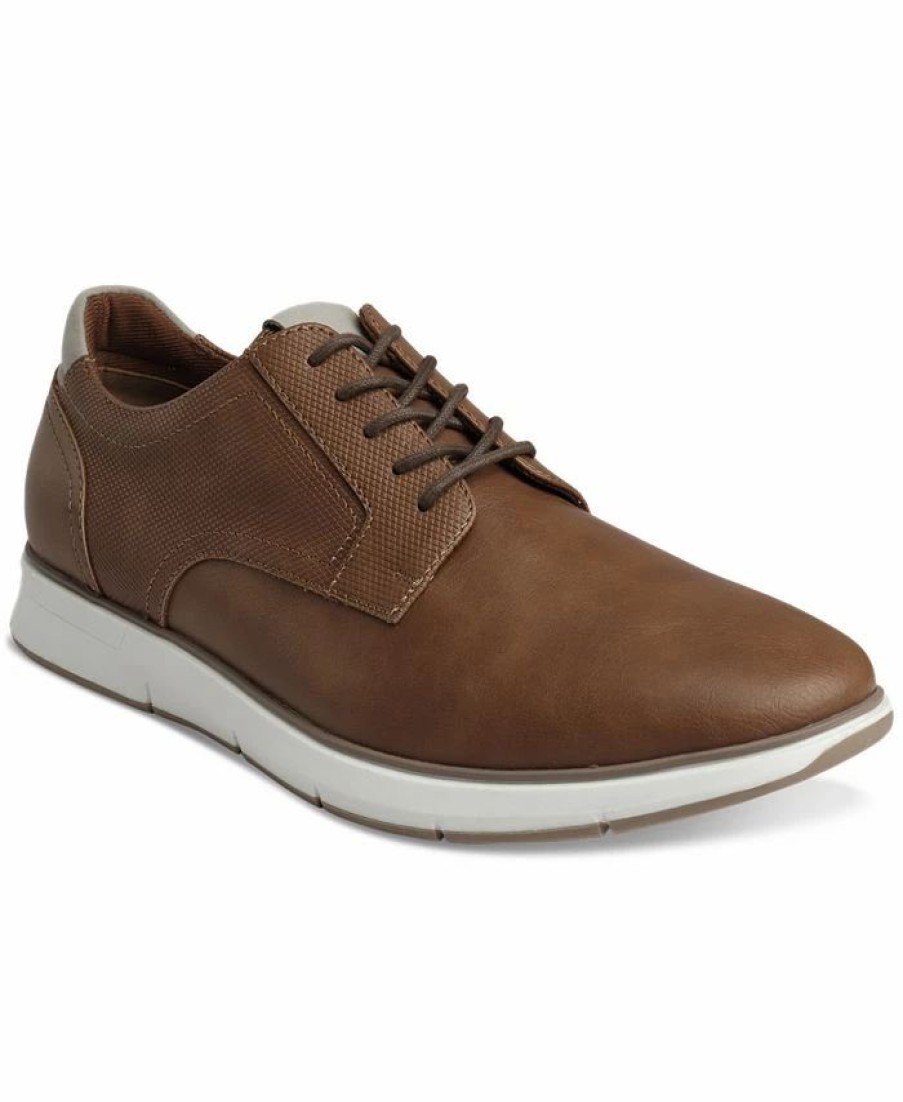 All Men'S Shoes * | Alfani Men'S Faux-Leather Lace-Up Sneakers, Created For Macy'S Brown