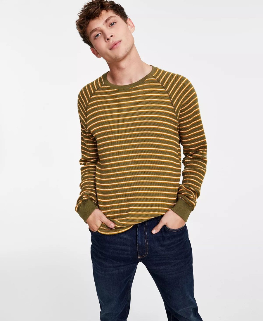 Casual Button-Down Shirts * | Sun + Stone Men'S Striped Thermal Long-Sleeve Shirt, Created For Macy'S