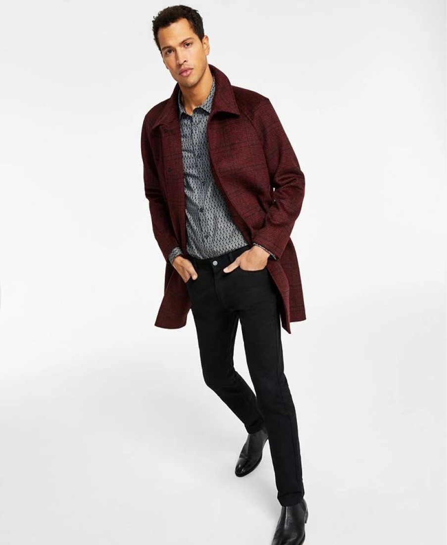 All Men'S Clothing * | Alfani Men'S Straight-Fit Twill Pants, Foulard-Print Button-Down Shirt & Balmacaan Plaid-Pattern Top Coat, Created For Macy'S