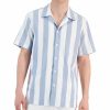 Casual Button-Down Shirts * | Michael Kors N'S Slim-Fit Rugby Stripe Short-Sleeve Button-Up Shirt Chambray