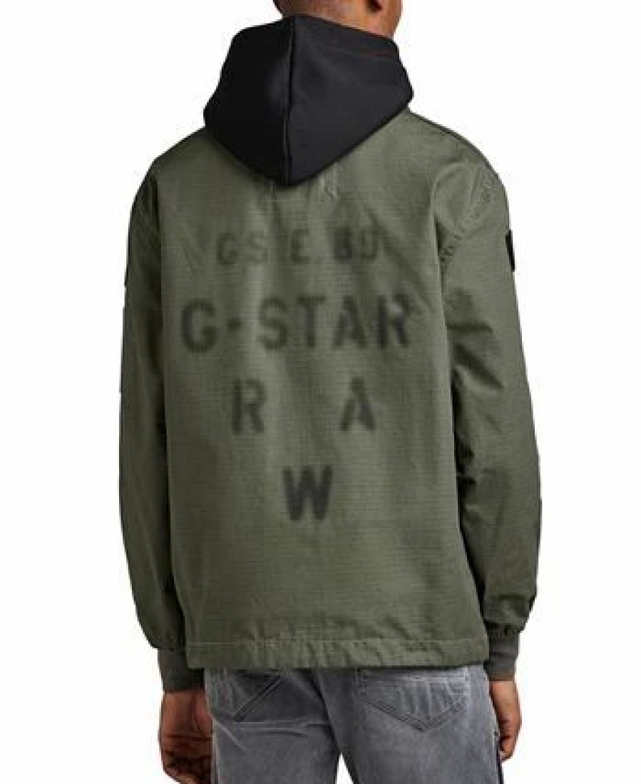 Casual Button-Down Shirts * | G-Star Raw Men'S Combat Tape Zip-Up Overshirt Lt Hunter