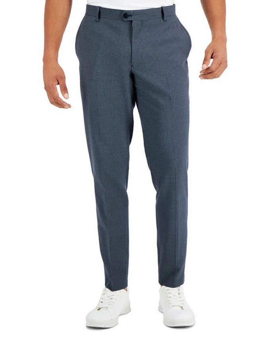 Pants * | Inc International Concepts .N.C International Concepts Men'S Slim-Fit Houndstooth Suit Pants, Created For Macy'S Basic Navy