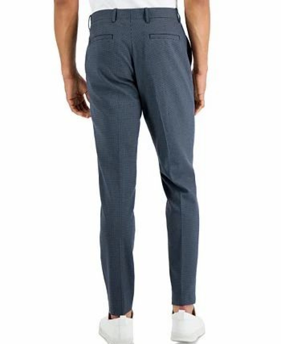 Pants * | Inc International Concepts .N.C International Concepts Men'S Slim-Fit Houndstooth Suit Pants, Created For Macy'S Basic Navy