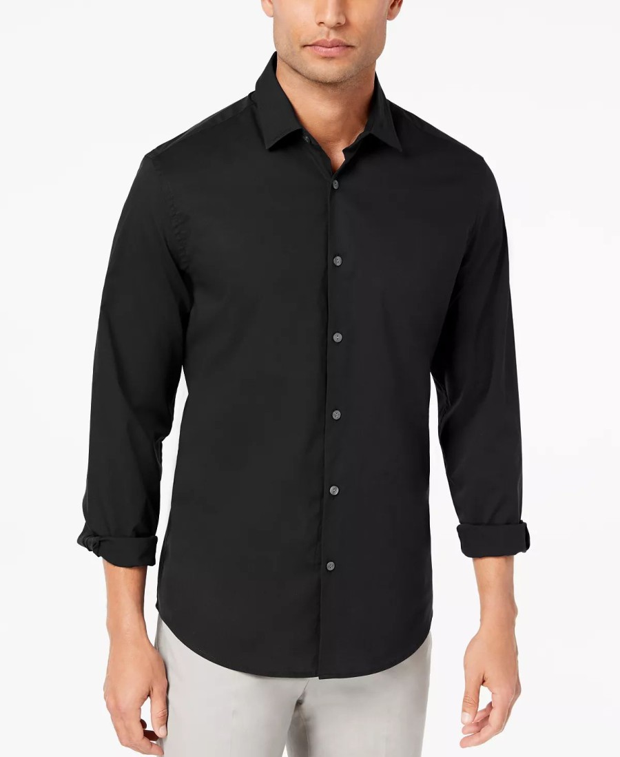 Casual Button-Down Shirts * | Alfani Men'S Stretch Modern Solid Shirt, Created For Macy'S