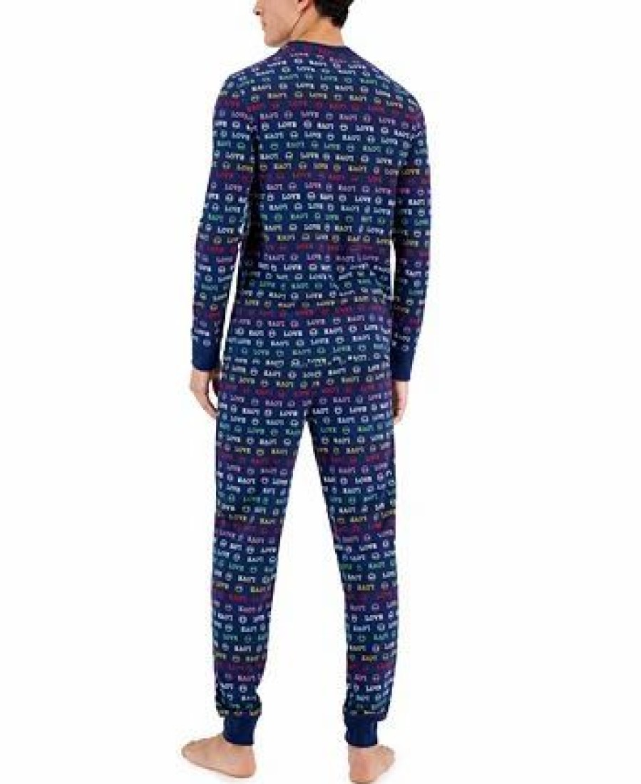 Pajamas & Robes * | Family Pajamas Men'S Love Valentine'S Day Matching Pajama Set, Created For Macy'S Medieval Blue Smiley